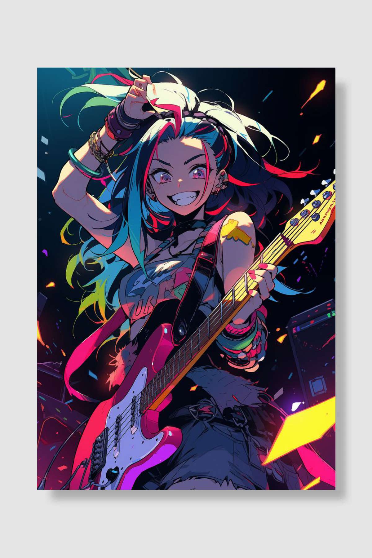Rockstar Punk Girl Müzik Poster Çerçevesiz Yüksek Kalite Müzik Afiş Duvar Poster
