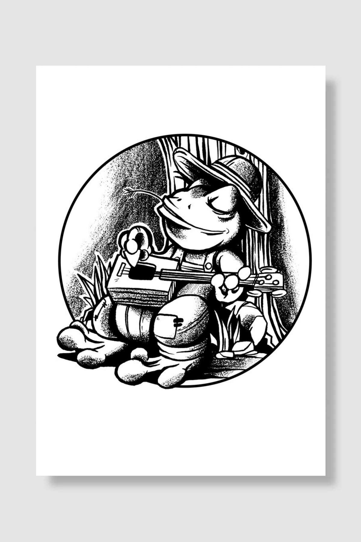 Relax Guitar Frog Müzik Poster Çerçevesiz Yüksek Kalite Müzik Afiş Duvar Poster