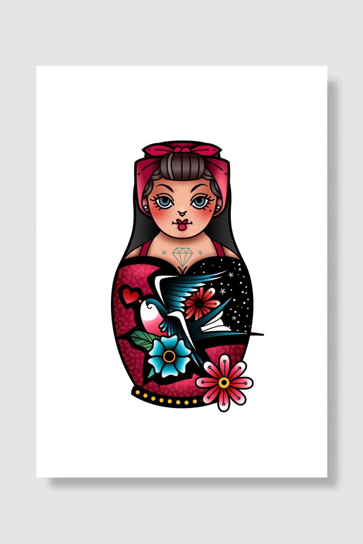 Girl Tattoo Müzik Poster Çerçevesiz Yüksek Kalite Müzik Afiş Duvar Poster