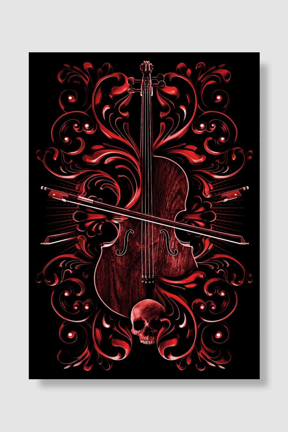 Floral Violin Müzik Poster Çerçevesiz Yüksek Kalite Müzik Afiş Duvar Poster