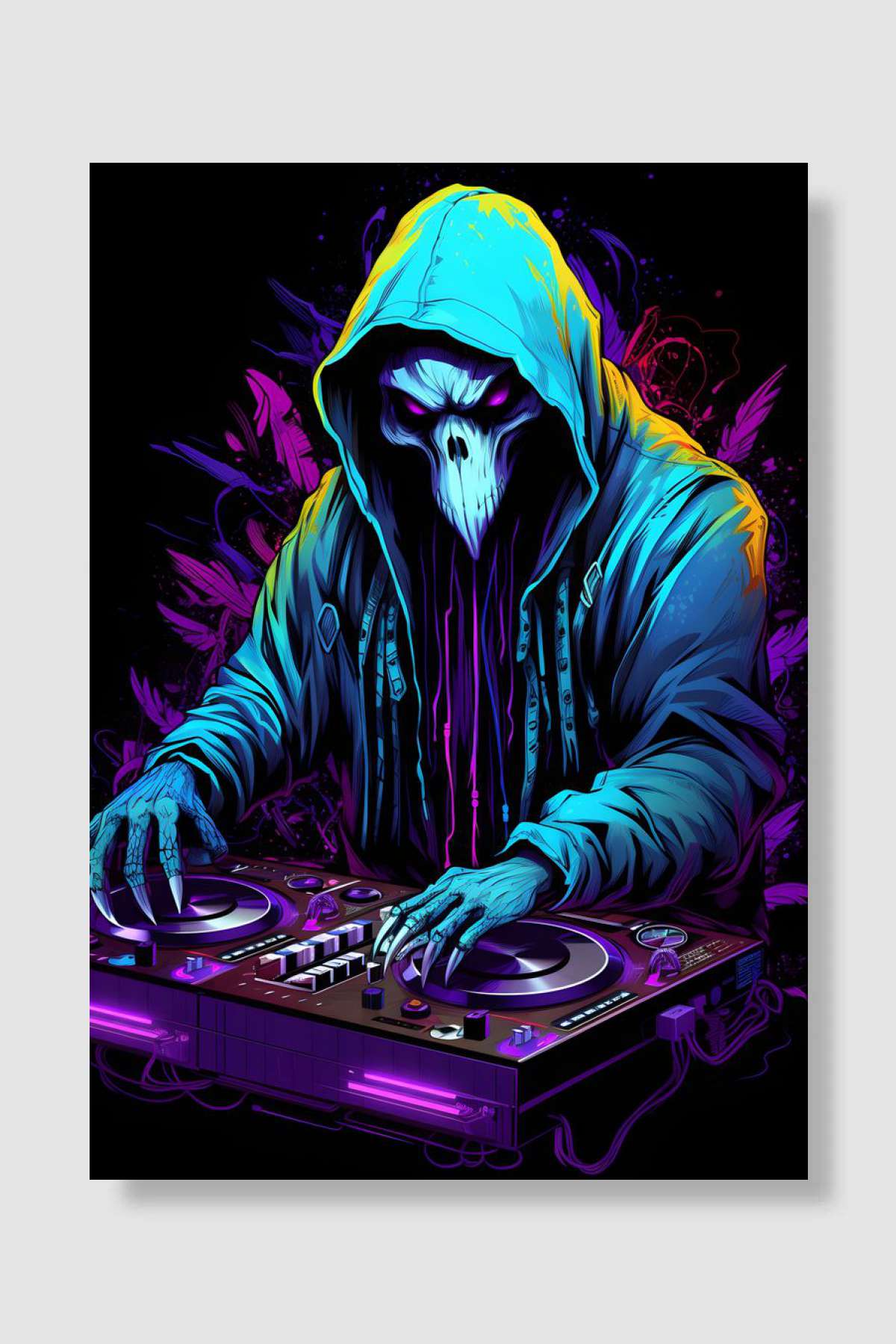 Blue Grim DJ Müzik Poster Çerçevesiz Yüksek Kalite Müzik Afiş Duvar Poster