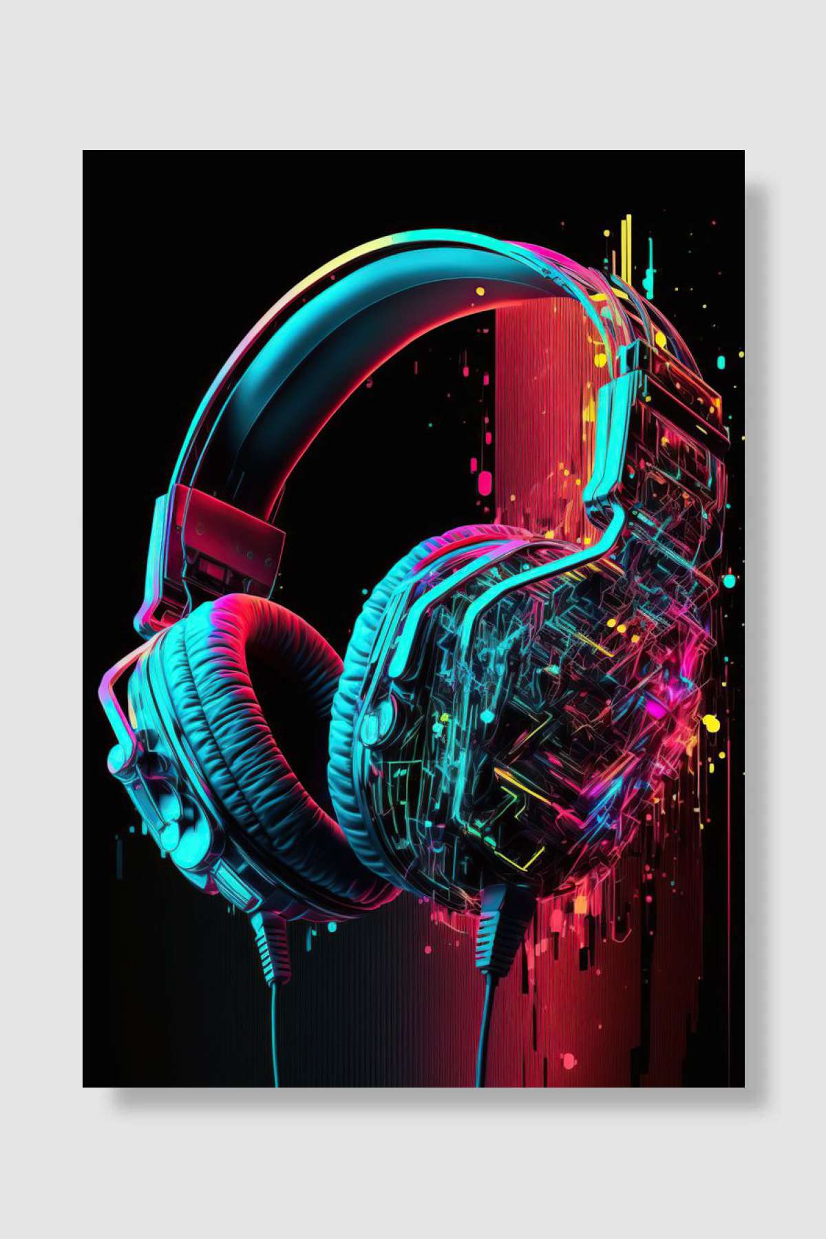 Headphone Colorful Müzik Poster Çerçevesiz Yüksek Kalite Müzik Afiş Duvar Poster