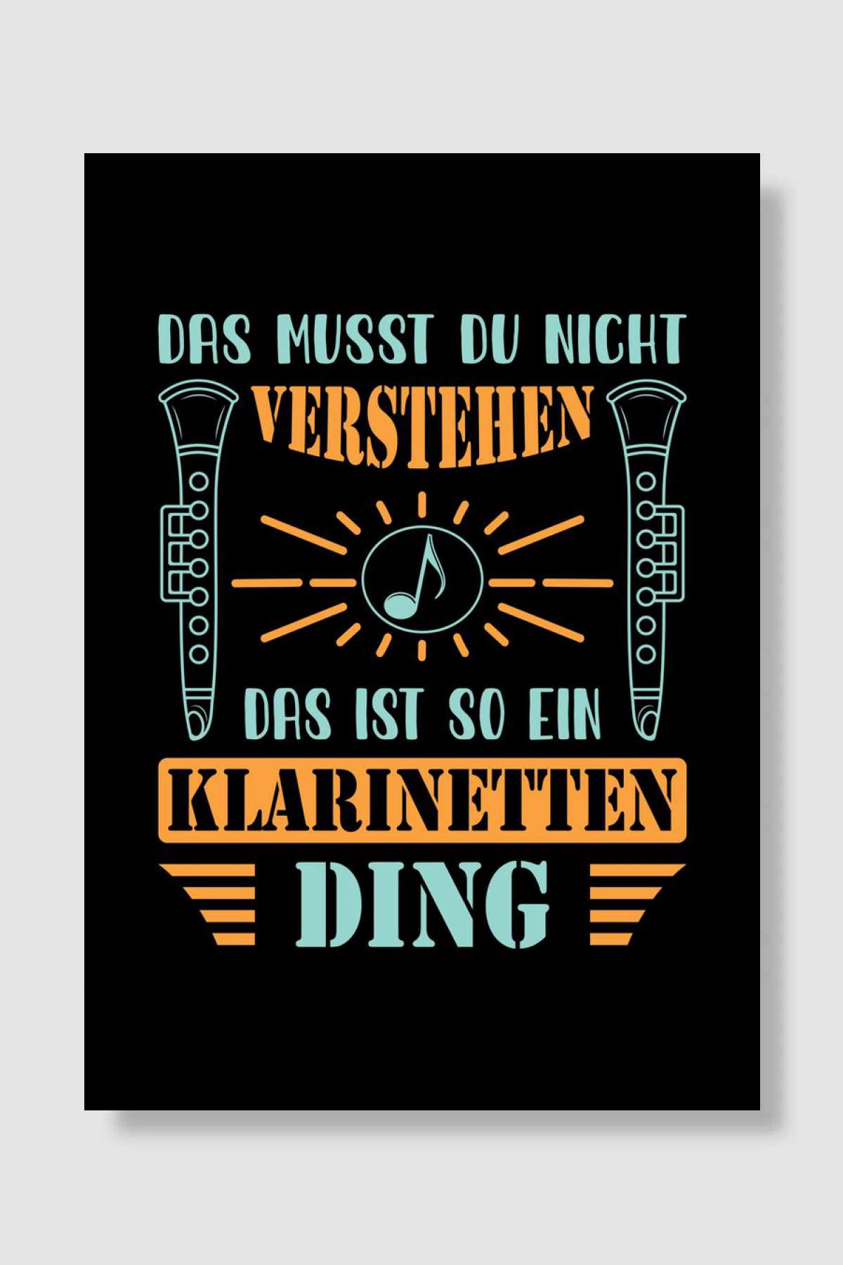 German Clarinet Müzik Poster Çerçevesiz Yüksek Kalite Müzik Afiş Duvar Poster
