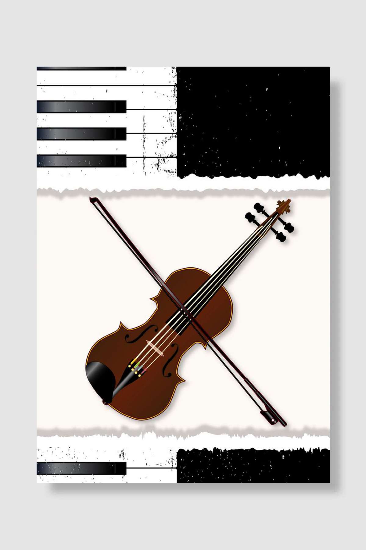 Piano And Fiddle Poster Müzik Poster Çerçevesiz Yüksek Kalite Müzik Afiş Duvar Poster