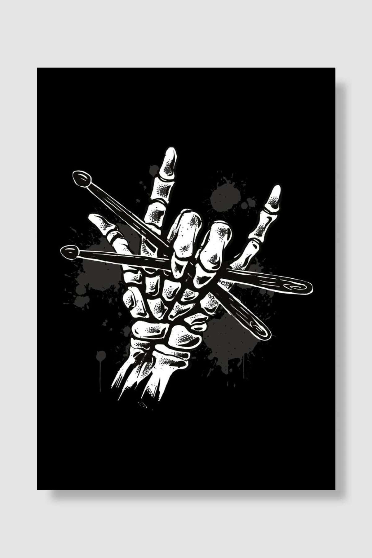 Skeleton Drumsticks Müzik Poster Çerçevesiz Yüksek Kalite Müzik Afiş Duvar Poster