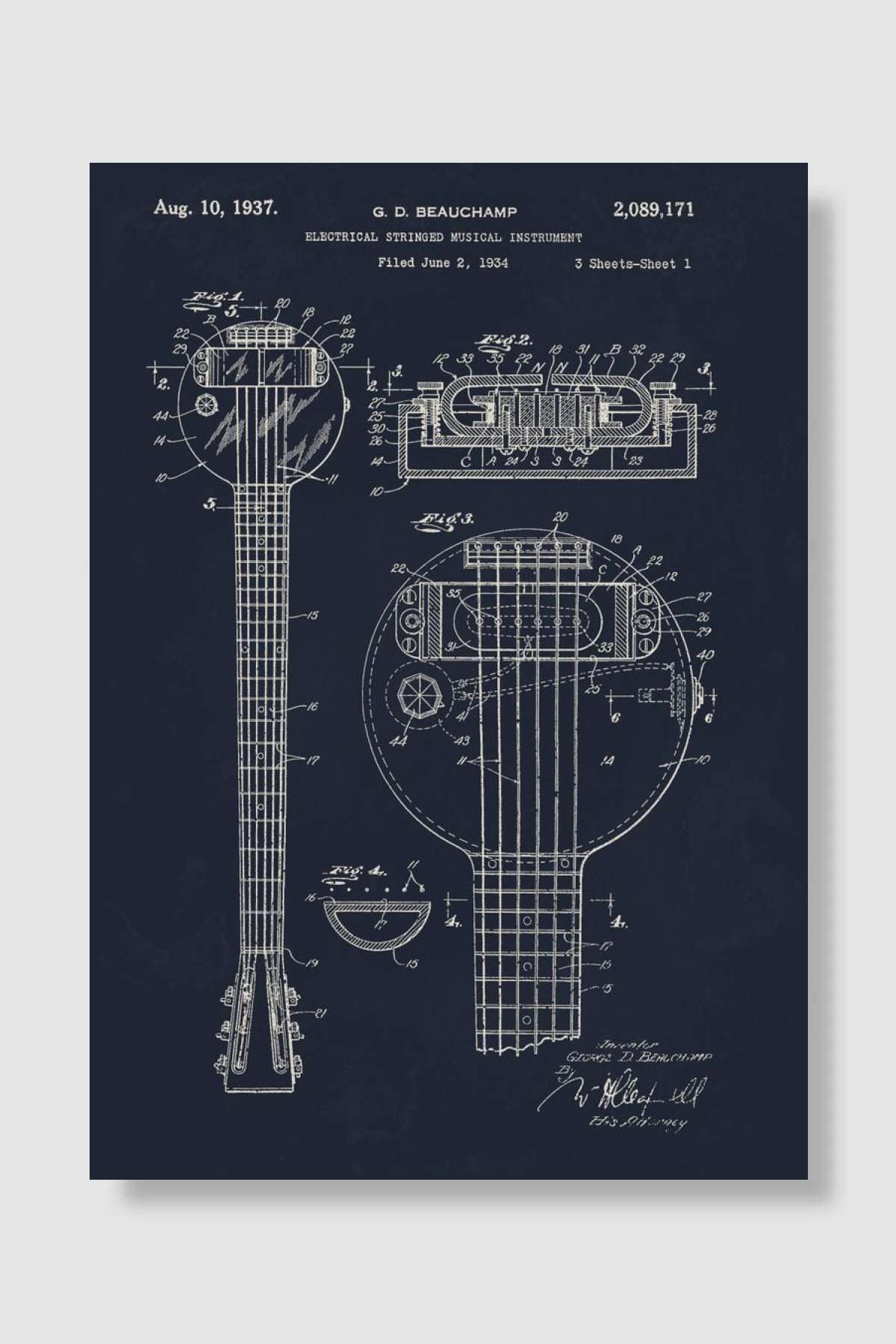 Frying PanLap Steel Guitar Müzik Poster Çerçevesiz Yüksek Kalite Müzik Afiş Duvar Poster