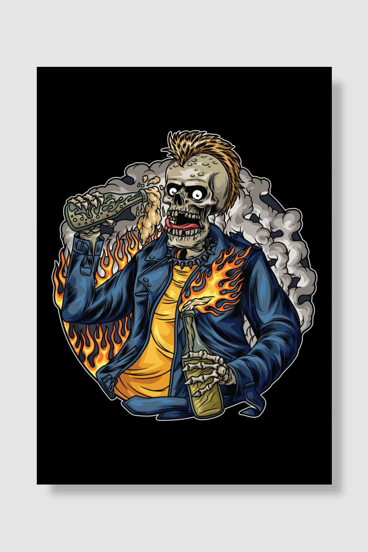 Skull Müzik Poster Çerçevesiz Yüksek Kalite Müzik Afiş Duvar Poster