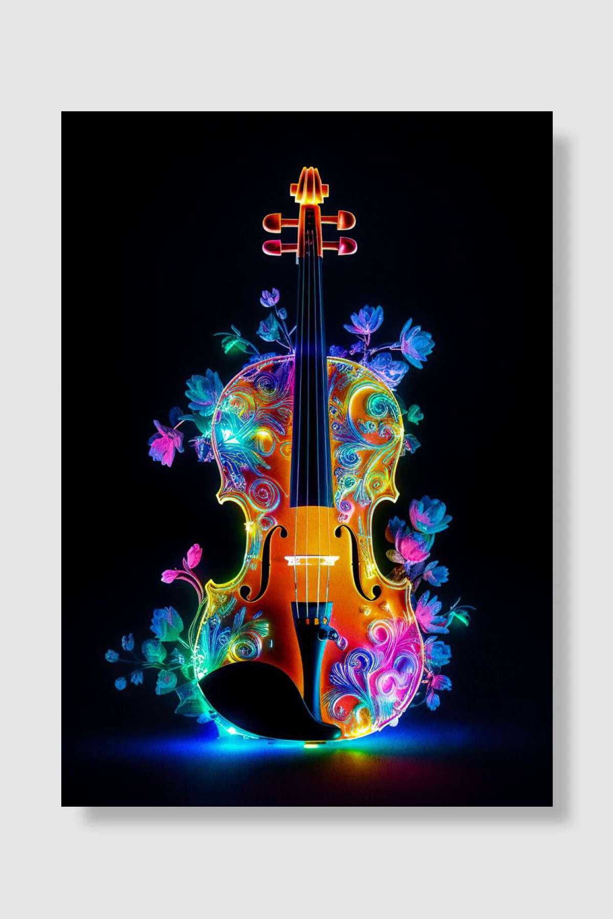 music violin and flower Müzik Poster Çerçevesiz Yüksek Kalite Müzik Afiş Duvar Poster