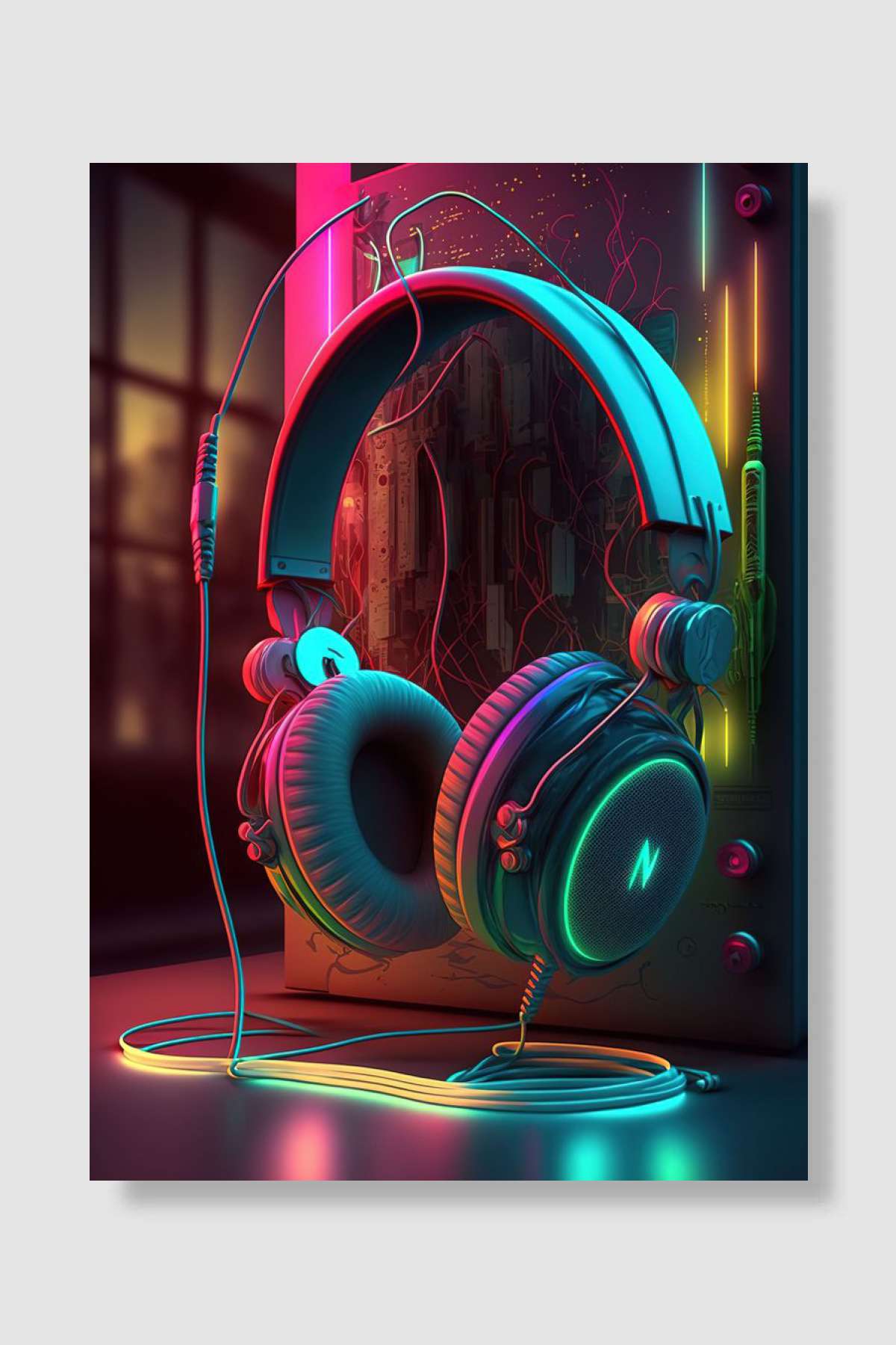 Live Music Neon Müzik Poster Çerçevesiz Yüksek Kalite Müzik Afiş Duvar Poster