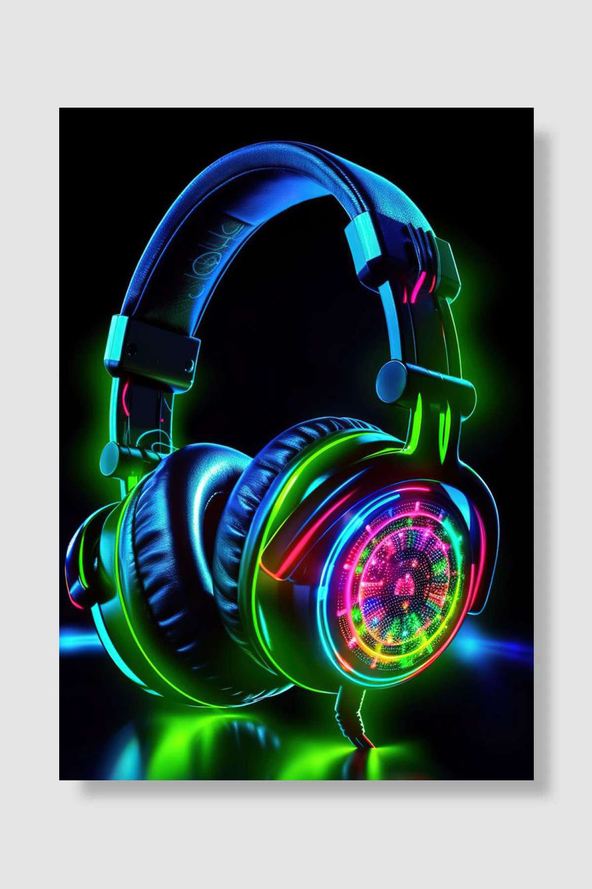 headphone neon Müzik Poster Çerçevesiz Yüksek Kalite Müzik Afiş Duvar Poster