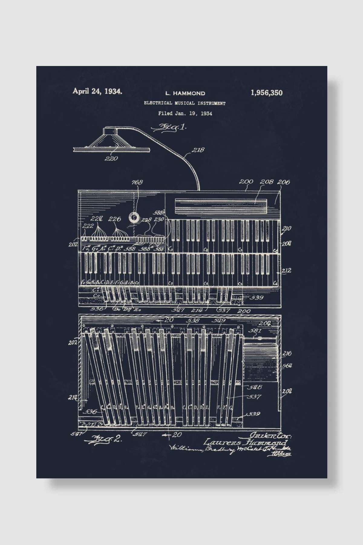 1934 Hammond Organ Müzik Poster Çerçevesiz Yüksek Kalite Müzik Afiş Duvar Poster