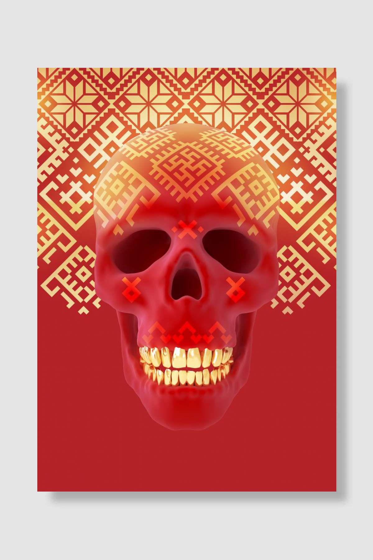 human red skull Müzik Poster Çerçevesiz Yüksek Kalite Müzik Afiş Duvar Poster