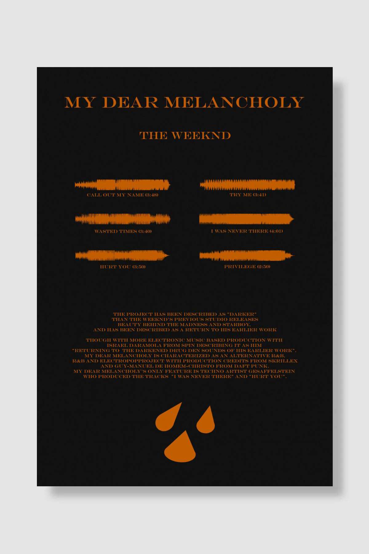 MDM by The Weeknd Müzik Poster Çerçevesiz Yüksek Kalite Müzik Afiş Duvar Poster