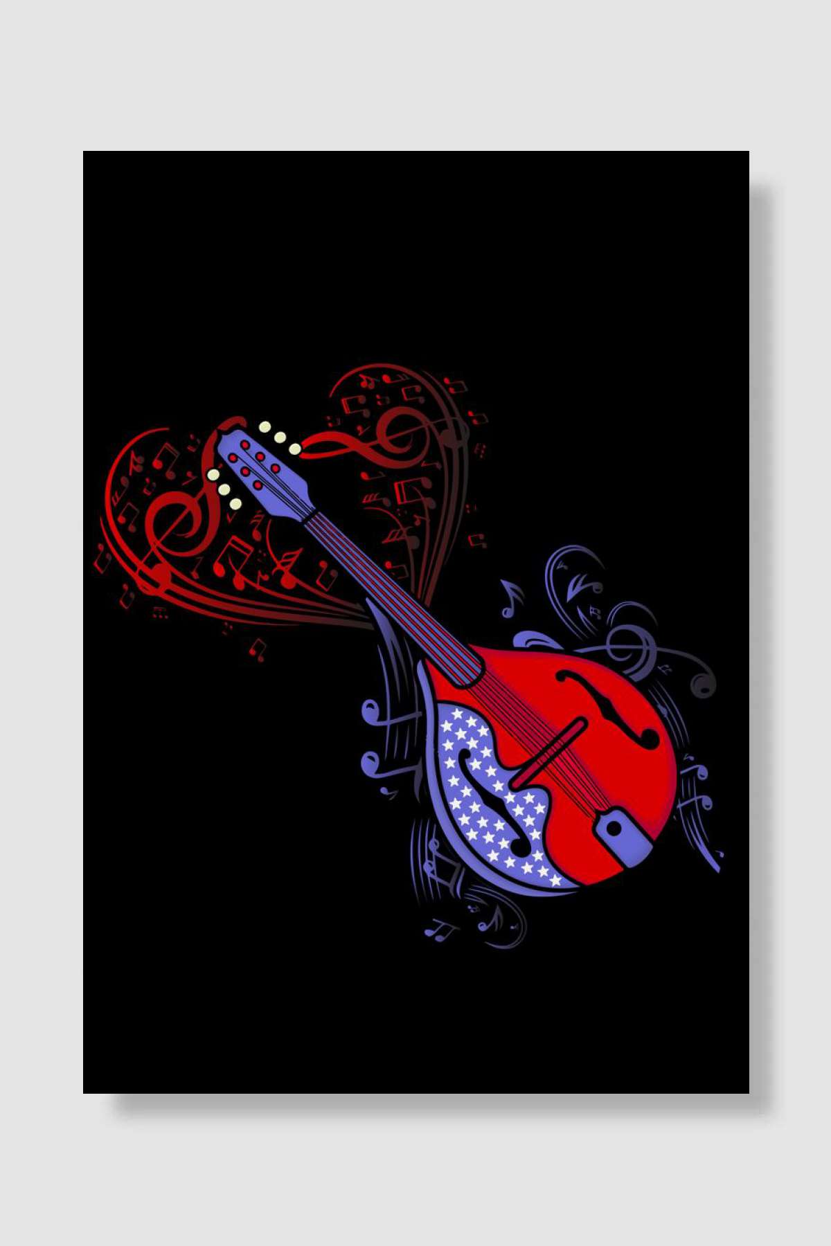 Mandolin Music 4th Of July Müzik Poster Çerçevesiz Yüksek Kalite Müzik Afiş Duvar Poster