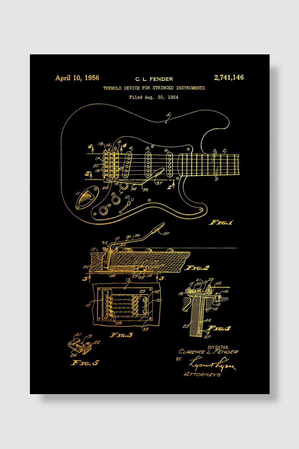 Guitar Patent Müzik Poster Çerçevesiz Yüksek Kalite Müzik Afiş Duvar Poster