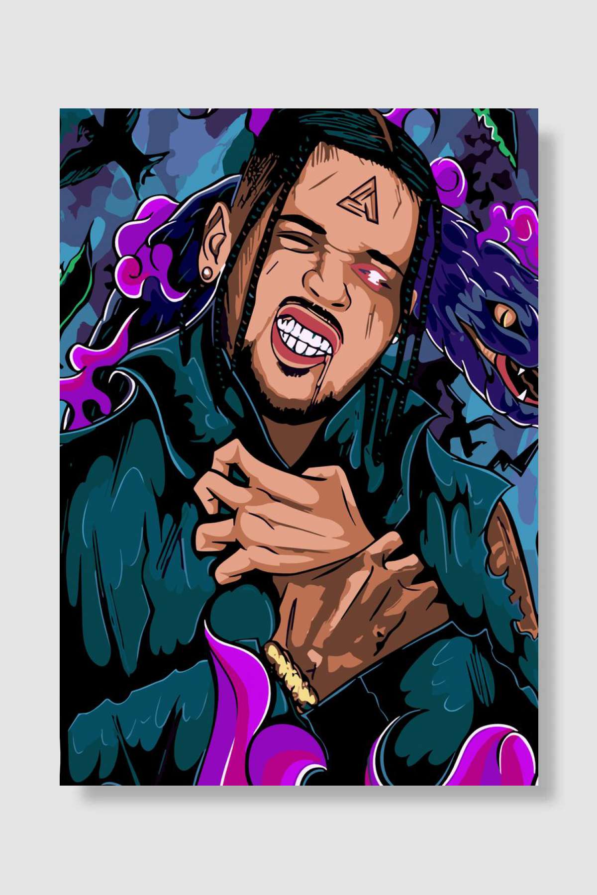 Chris Brown Rapper Music Müzik Poster Çerçevesiz Yüksek Kalite Müzik Afiş Duvar Poster