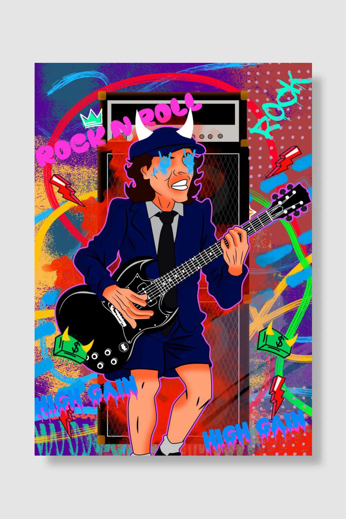 AC DC street art Müzik Poster Çerçevesiz Yüksek Kalite Müzik Afiş Duvar Poster