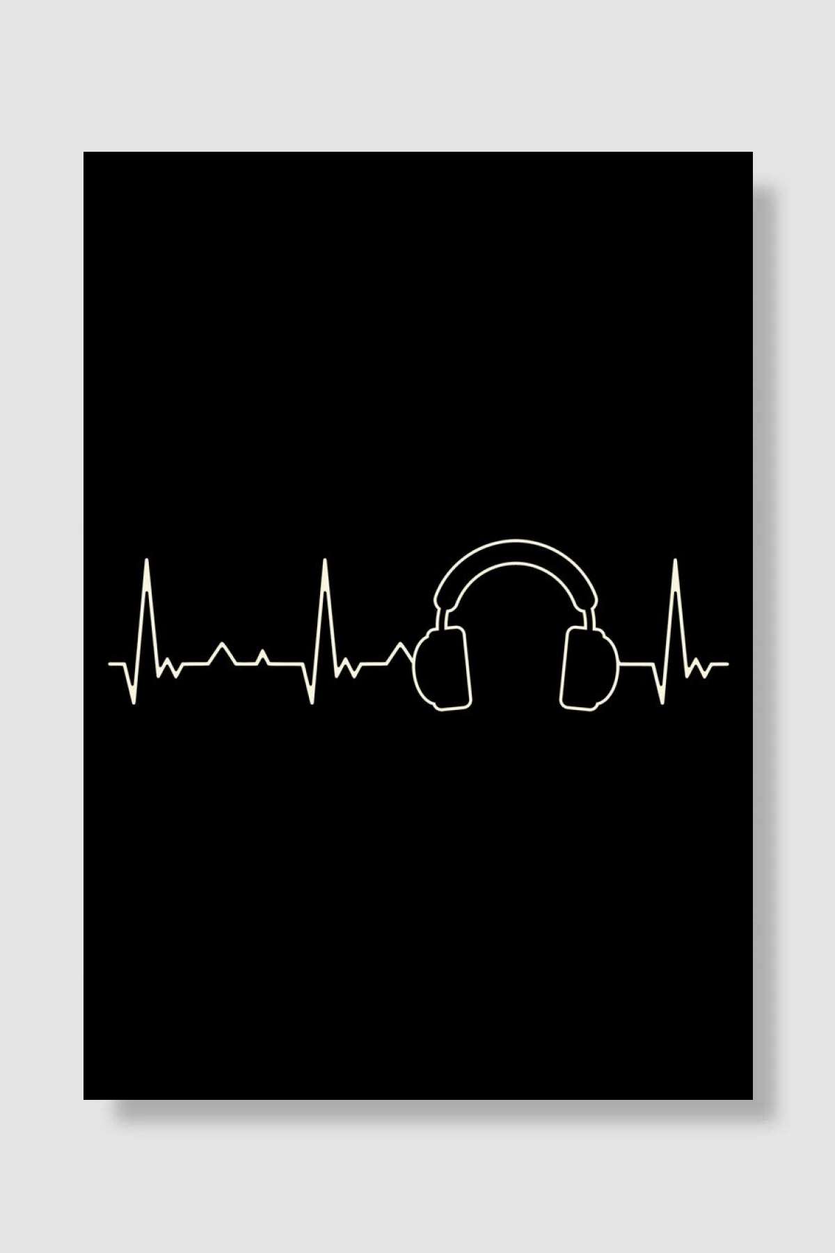 Headphones Müzik Poster Çerçevesiz Yüksek Kalite Müzik Afiş Duvar Poster