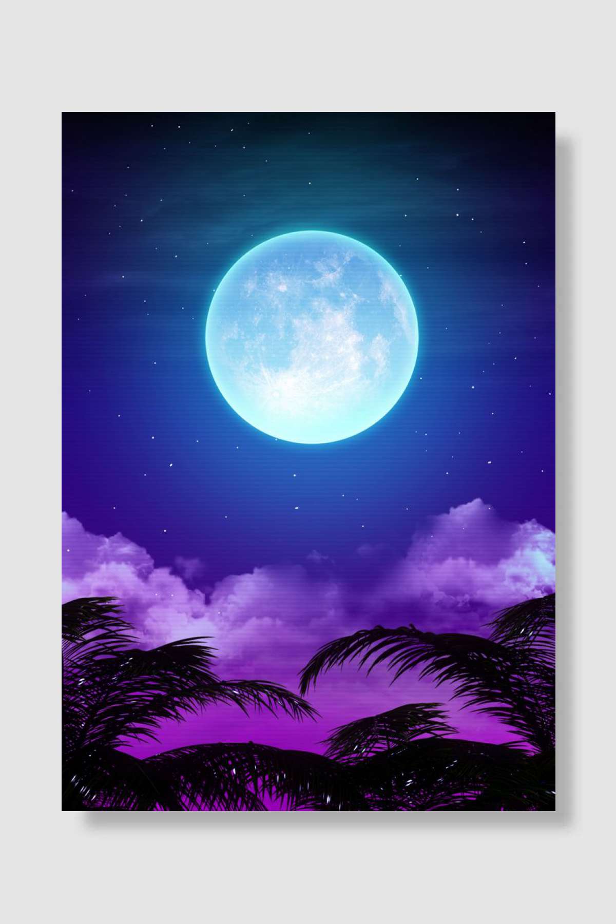 palm night synthwave Müzik Poster Çerçevesiz Yüksek Kalite Müzik Afiş Duvar Poster