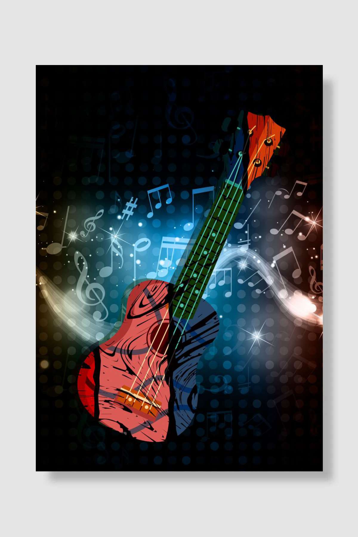 Colorful Ukulele Guitar Müzik Poster Çerçevesiz Yüksek Kalite Müzik Afiş Duvar Poster