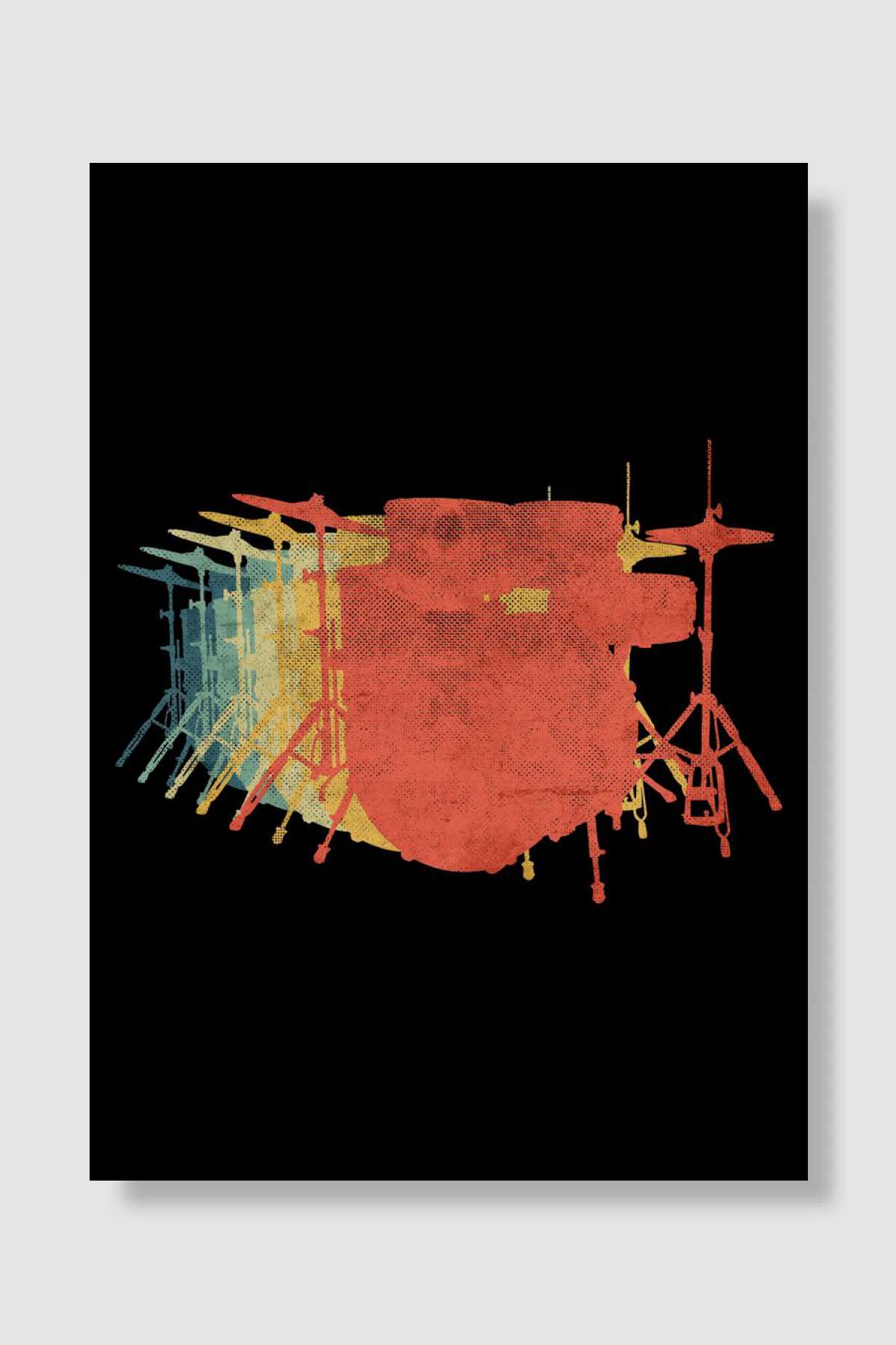 Drums Drumset Retro Müzik Poster Çerçevesiz Yüksek Kalite Müzik Afiş Duvar Poster