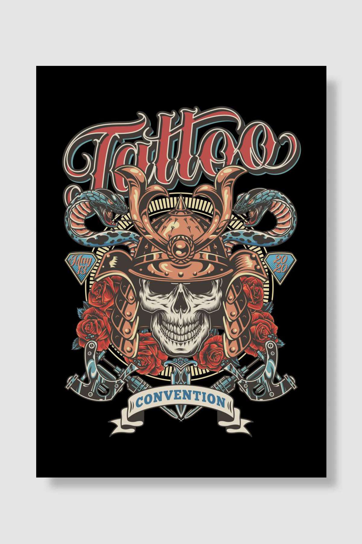 Skull Tato Müzik Poster Çerçevesiz Yüksek Kalite Müzik Afiş Duvar Poster - En İyi Fiyatlarla