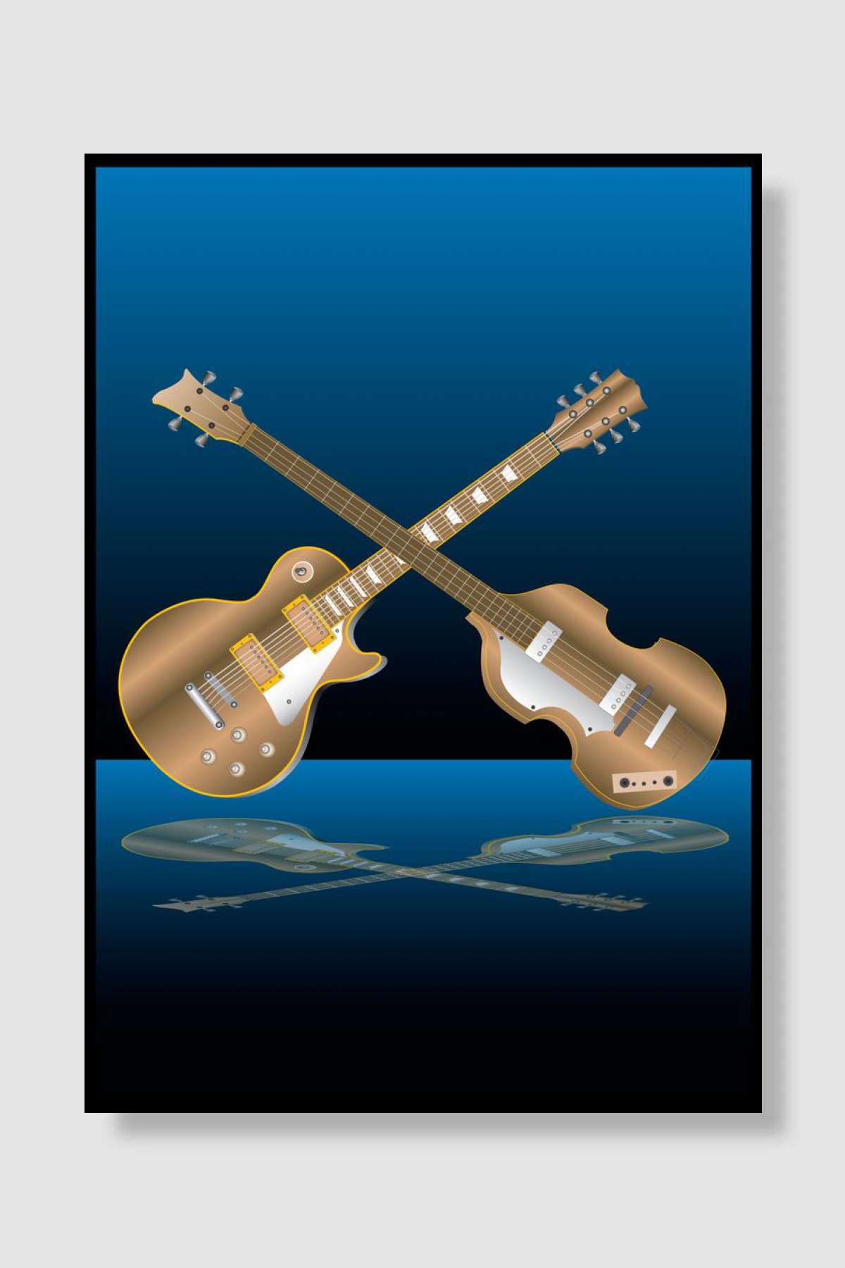 Golden Electic Guitar Müzik Poster Çerçevesiz Yüksek Kalite Müzik Afiş Duvar Poster