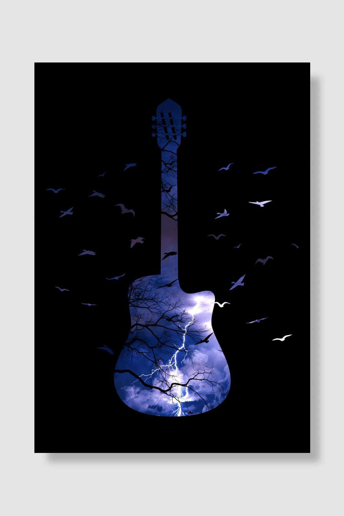 Thunder Nature Guitar Müzik Poster Çerçevesiz Yüksek Kalite Müzik Afiş Duvar Poster