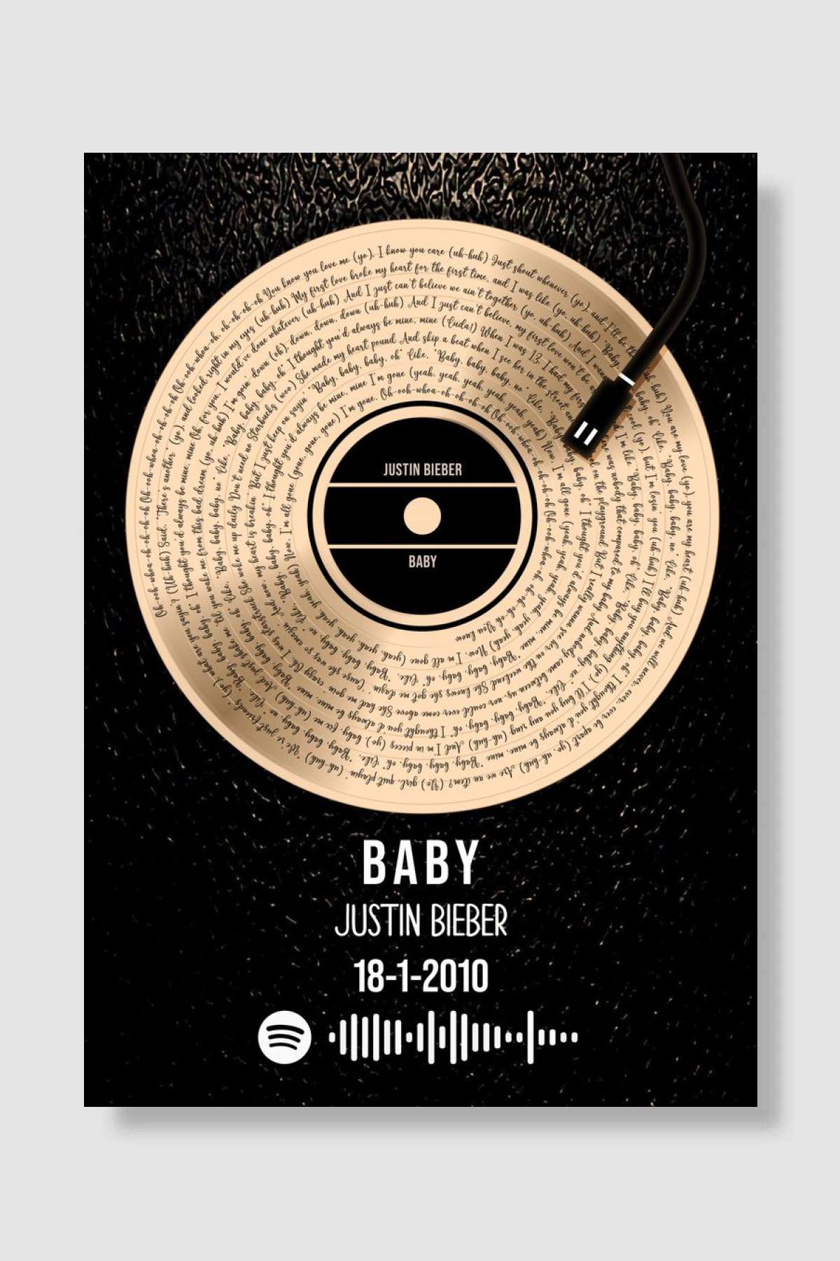 baby lyrics Müzik Poster Çerçevesiz Yüksek Kalite Müzik Afiş Duvar Poster