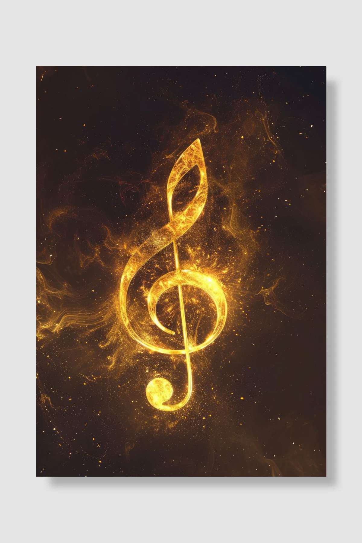 Golden Clef Müzik Poster Çerçevesiz Yüksek Kalite Müzik Afiş Duvar Poster