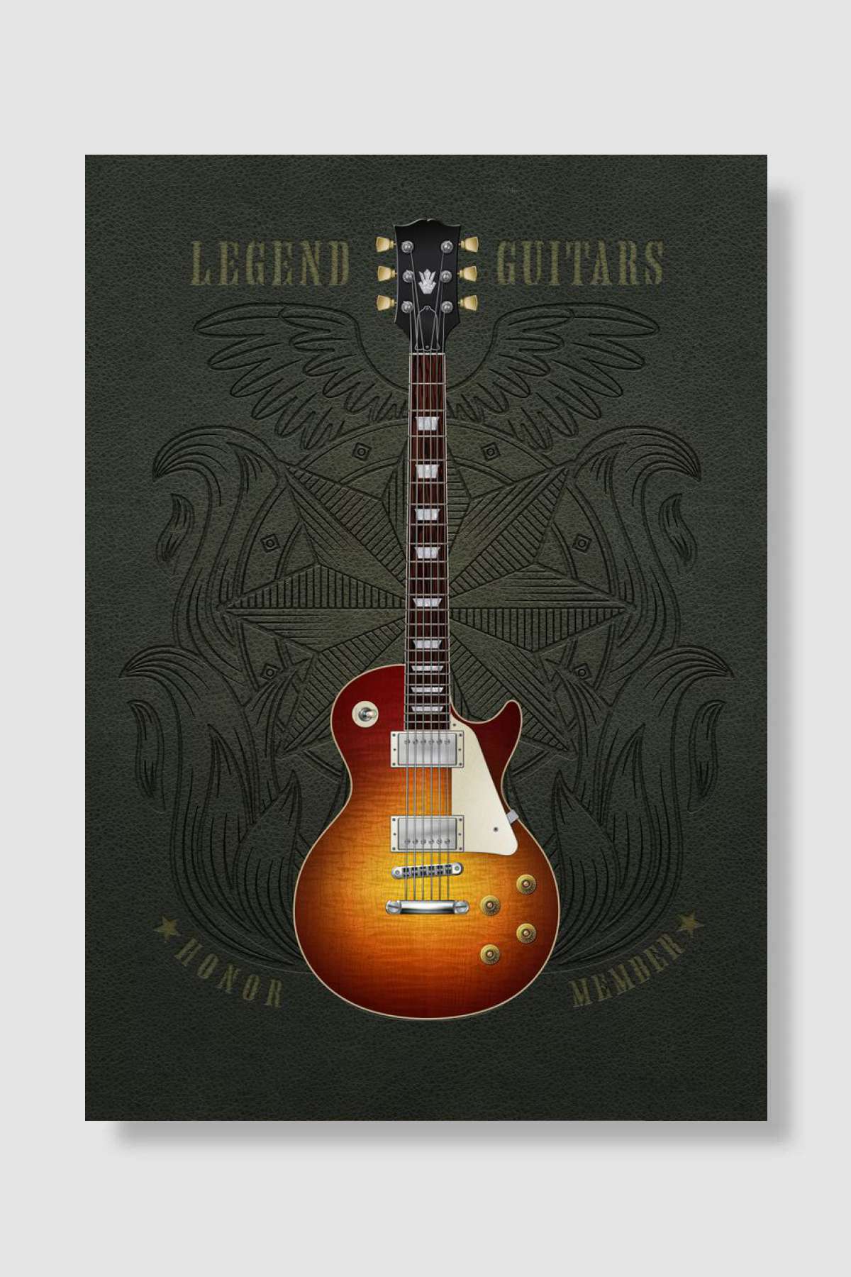 Guitar legend sunburst Müzik Poster Çerçevesiz Yüksek Kalite Müzik Afiş Duvar Poster