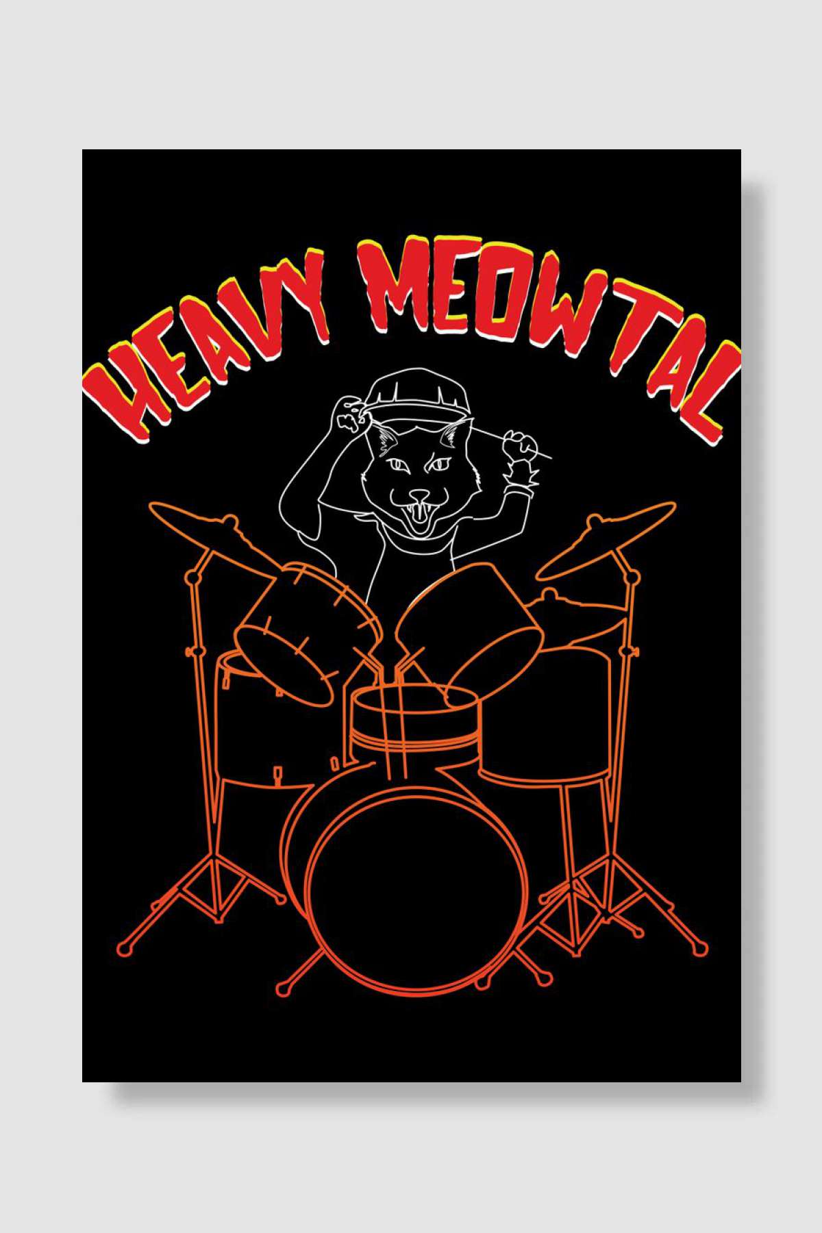 Heavy Metal Meow Müzik Poster Çerçevesiz Yüksek Kalite Müzik Afiş Duvar Poster