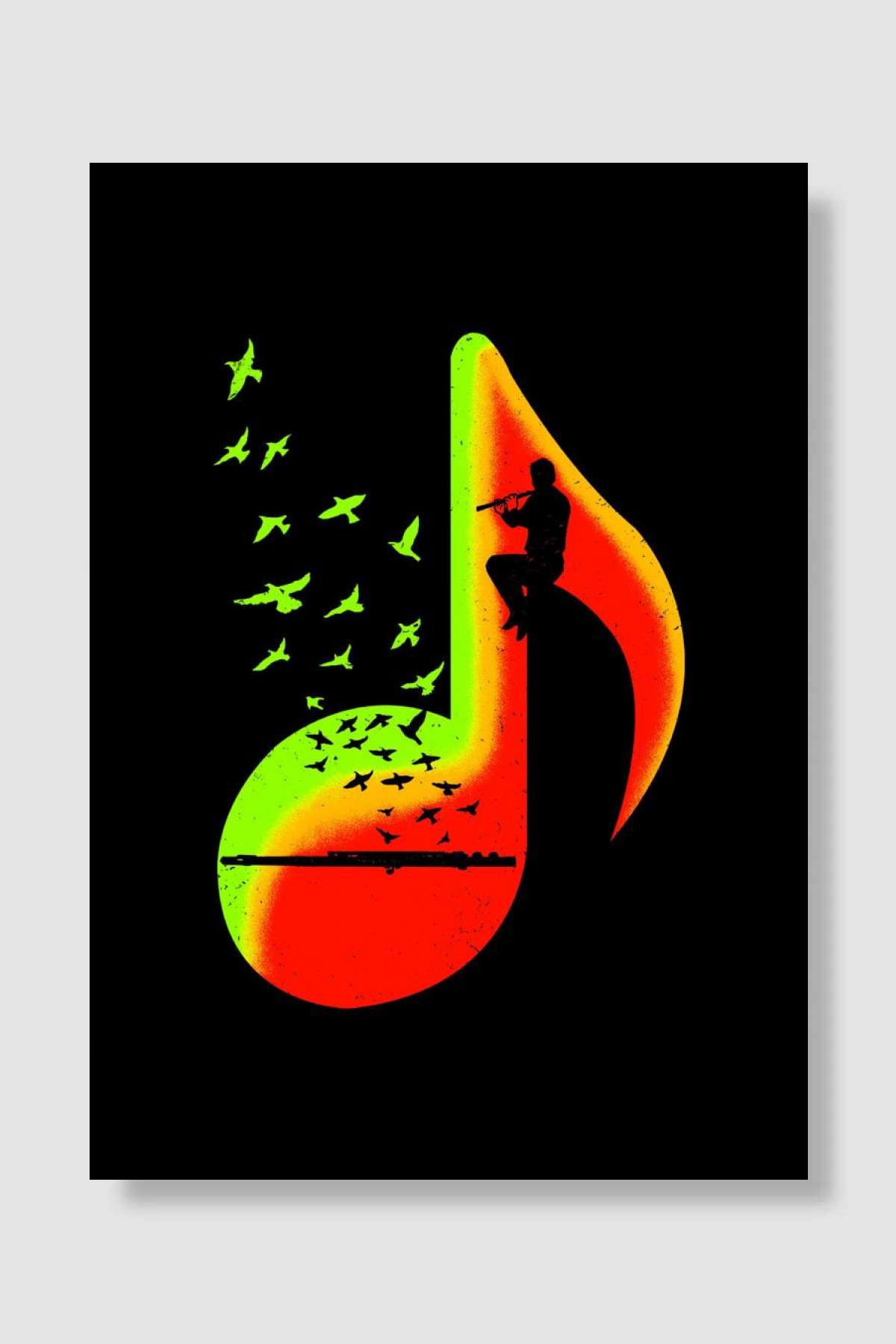 Music Flute Player Müzik Poster Çerçevesiz Yüksek Kalite Müzik Afiş Duvar Poster