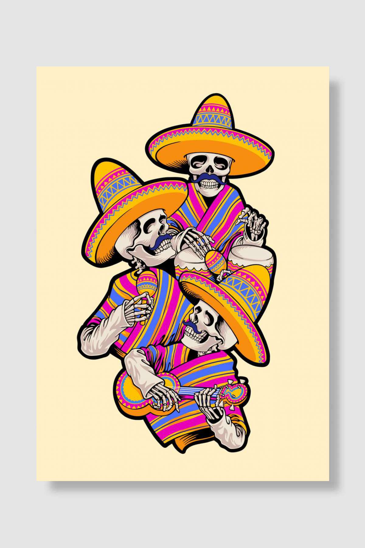 Mariachi skull music Müzik Poster Çerçevesiz Yüksek Kalite Müzik Afiş Duvar Poster