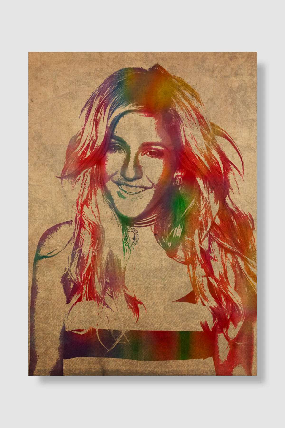 Ellie Goulding Watercolor Portrait Müzik Poster Çerçevesiz Yüksek Kalite Müzik Afiş Duvar Poster
