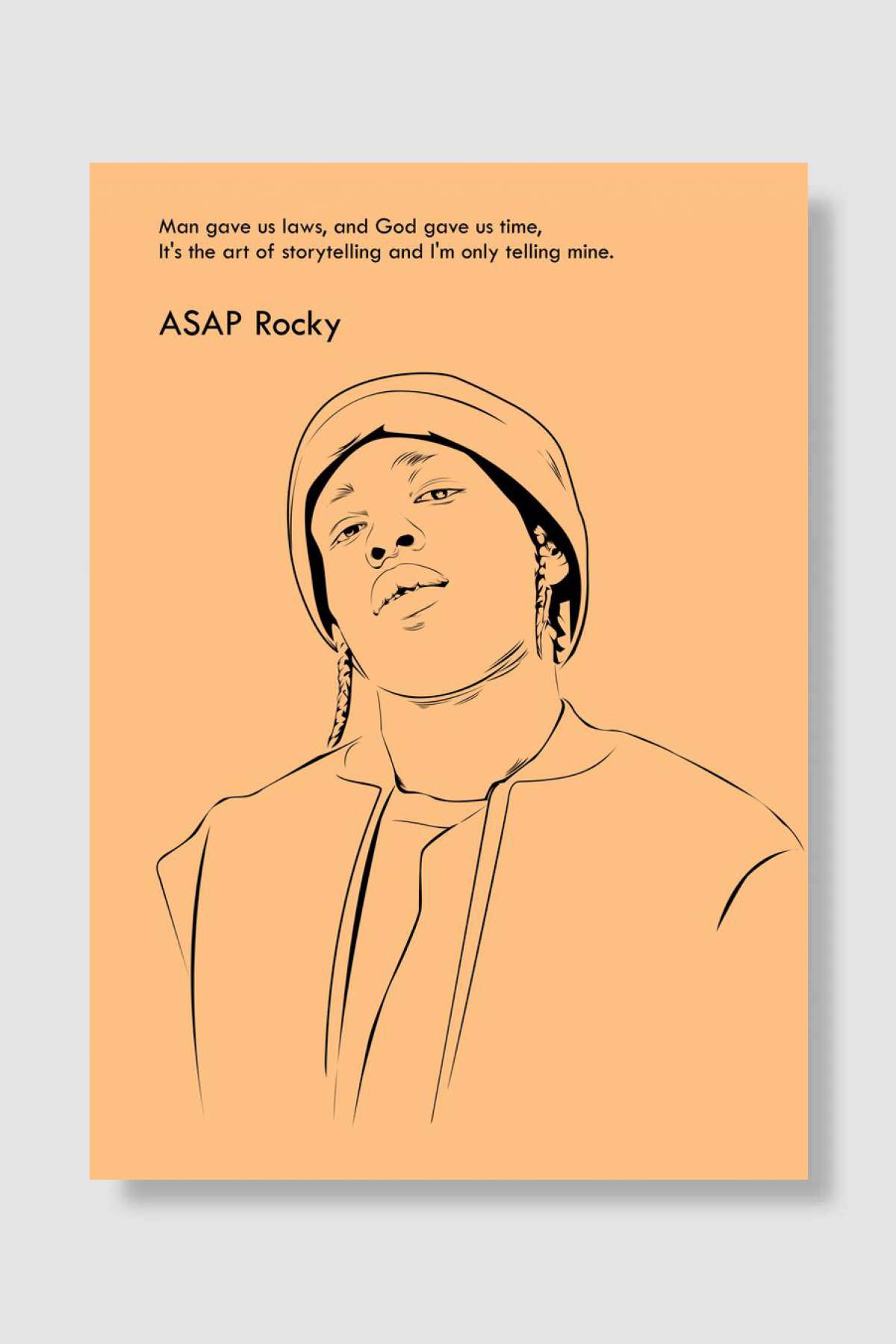 ASAP Line Art Müzik Poster Çerçevesiz Yüksek Kalite Müzik Afiş Duvar Poster