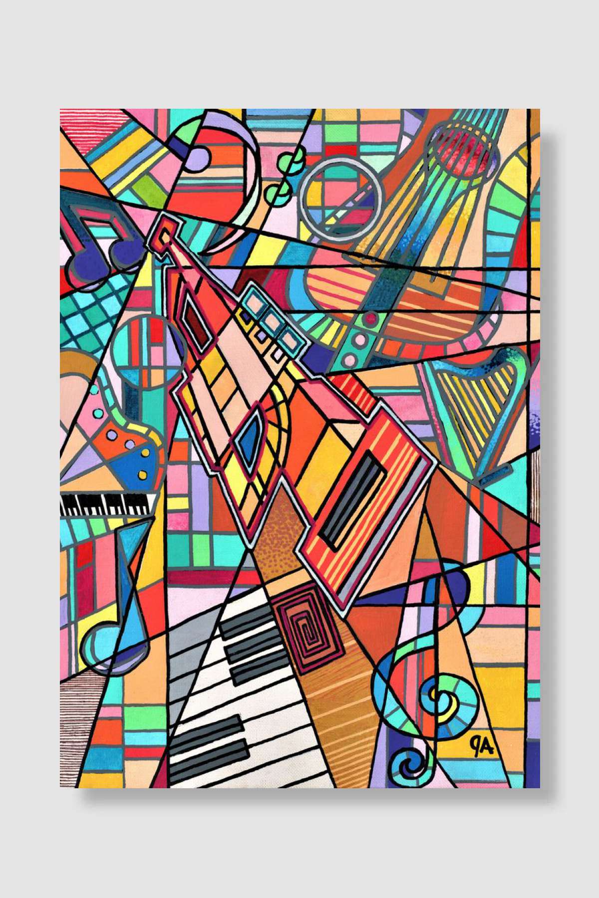 Music And Geometry Müzik Poster Çerçevesiz Yüksek Kalite Müzik Afiş Duvar Poster