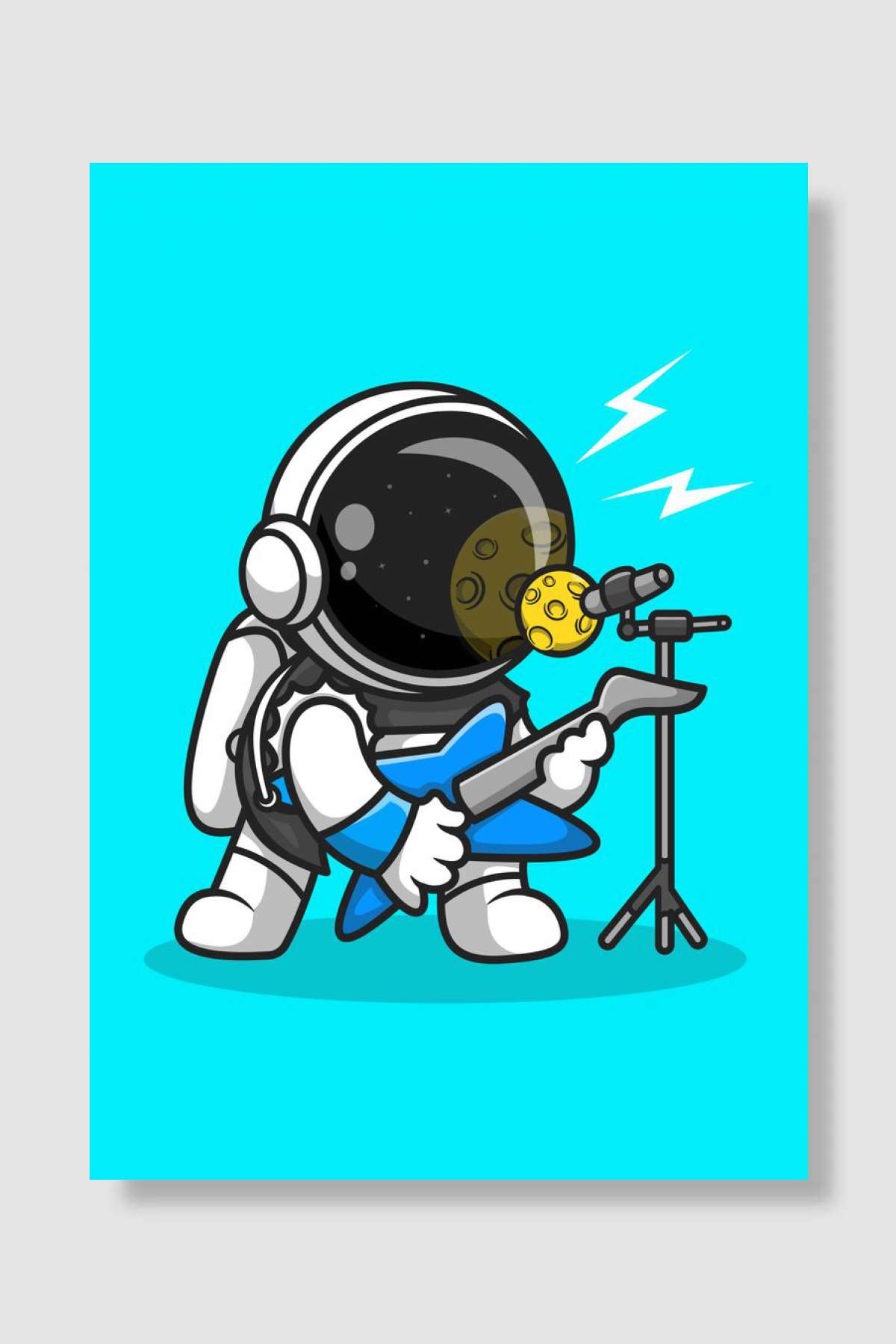 Cute astronaut rocker Müzik Poster Çerçevesiz Yüksek Kalite Müzik Afiş Duvar Poster