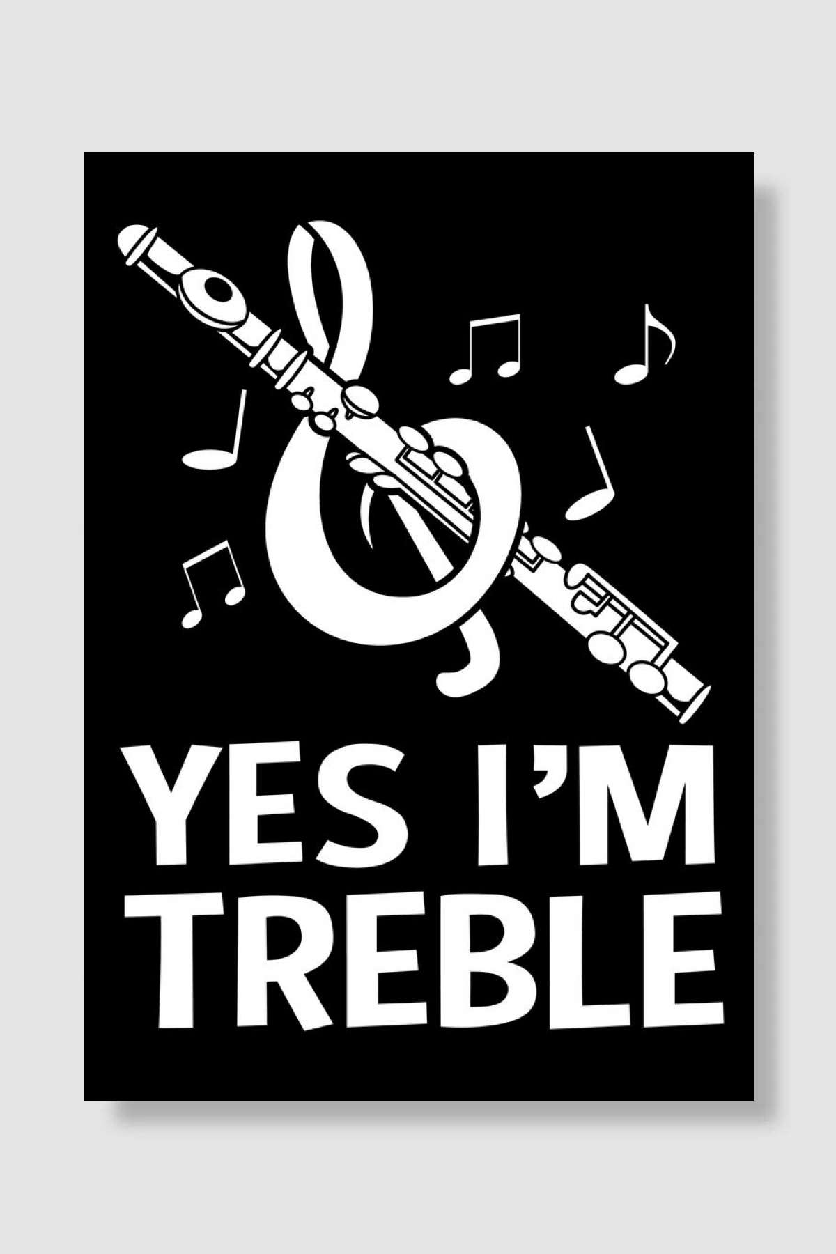Flute Treble Clef Müzik Poster Çerçevesiz Yüksek Kalite Müzik Afiş Duvar Poster