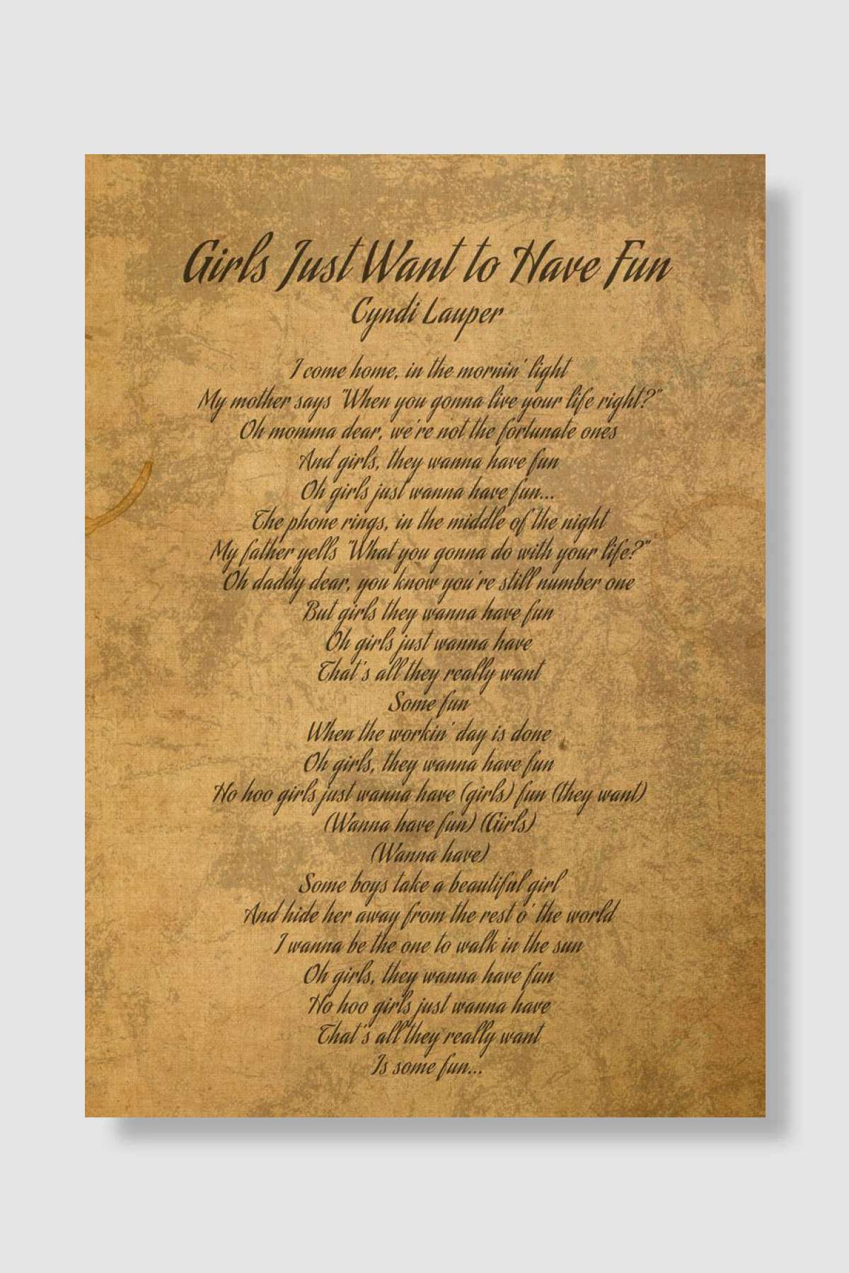 Girls Just Wanna Have Fun Müzik Poster Çerçevesiz Yüksek Kalite Müzik Afiş Duvar Poster