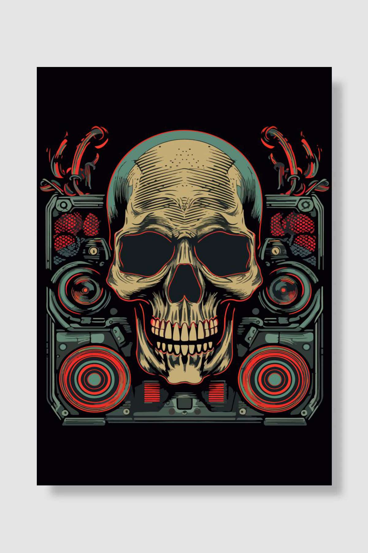 Skull and Radio Music Müzik Poster Çerçevesiz Yüksek Kalite Müzik Afiş Duvar Poster
