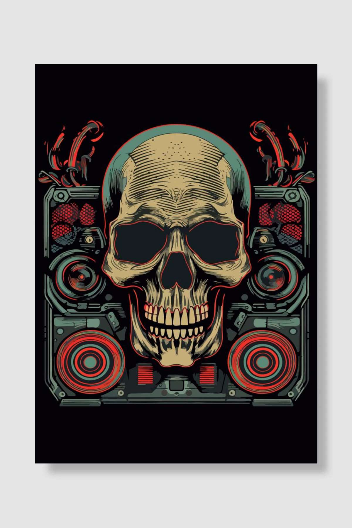 Skull and Radio Music Müzik Poster Çerçevesiz Yüksek Kalite Müzik Afiş Duvar Poster