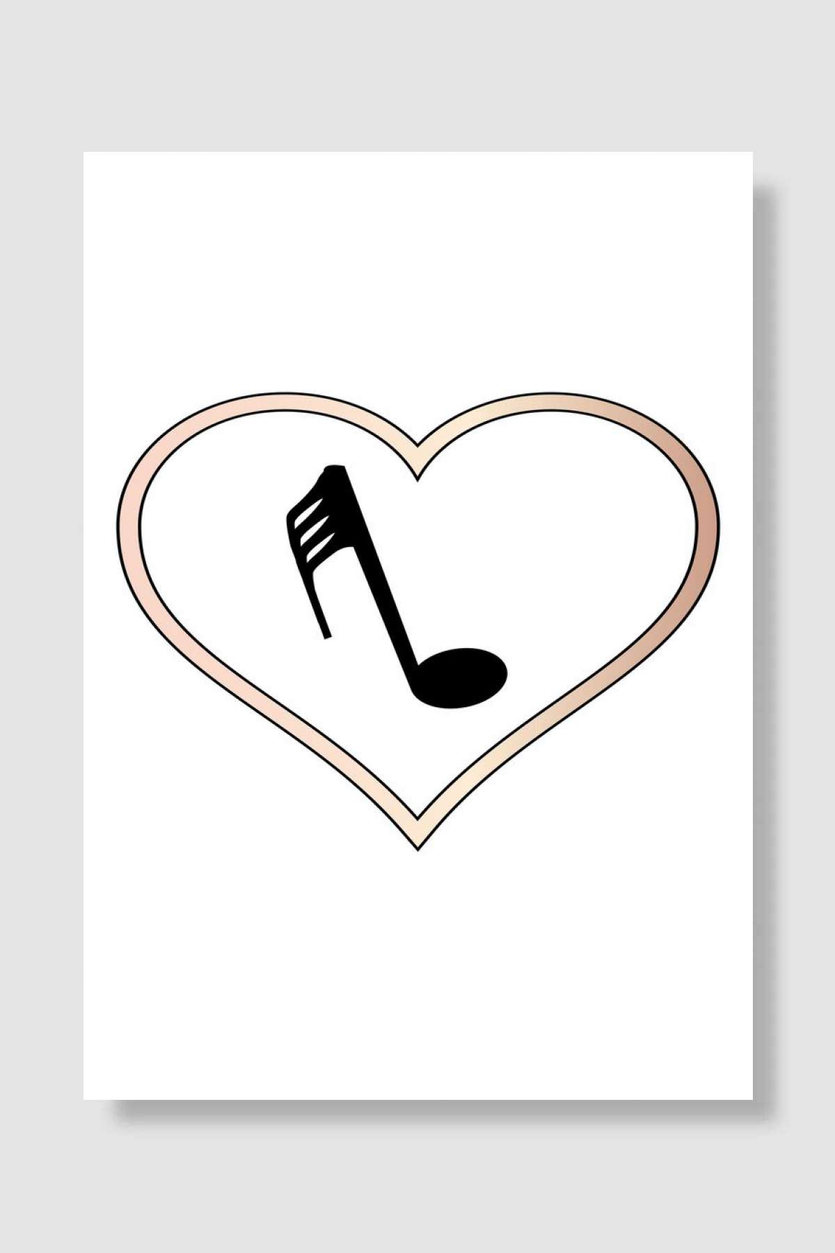 Love Heart Music Müzik Poster Çerçevesiz Yüksek Kalite Müzik Afiş Duvar Poster