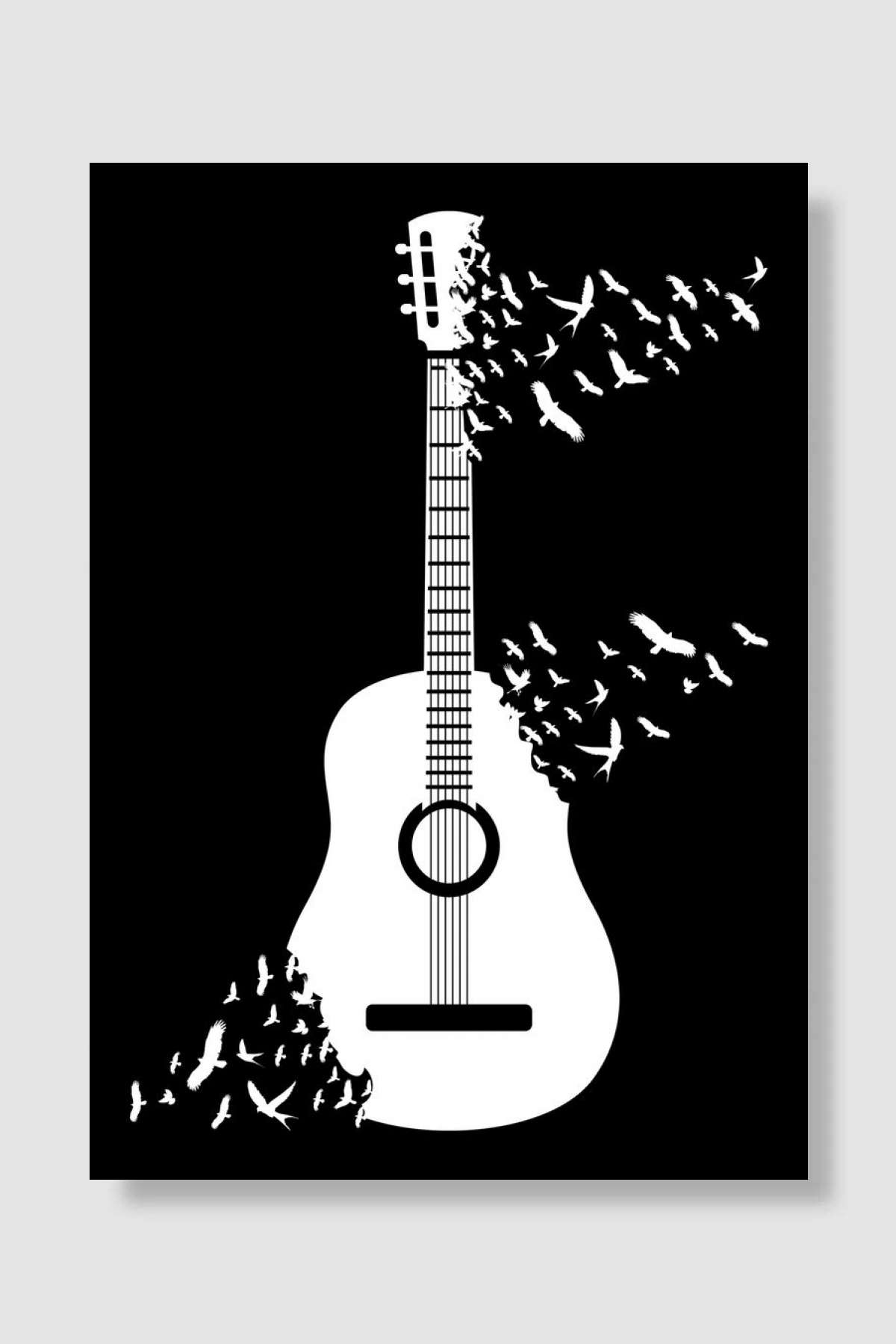 Acoustic Guitar Birds Müzik Poster Çerçevesiz Yüksek Kalite Müzik Afiş Duvar Poster