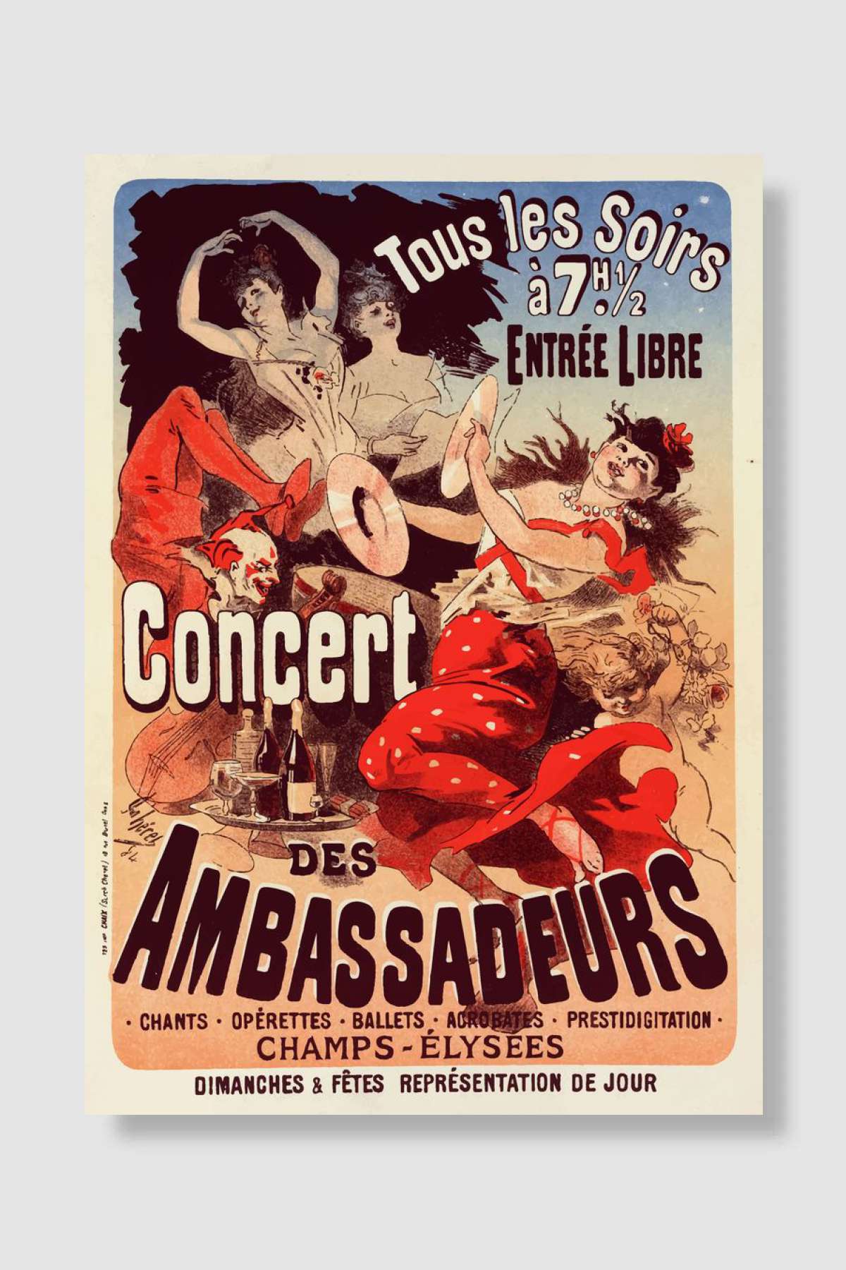 Jules Cheret Müzik Poster Çerçevesiz Yüksek Kalite Müzik Afiş Duvar Poster