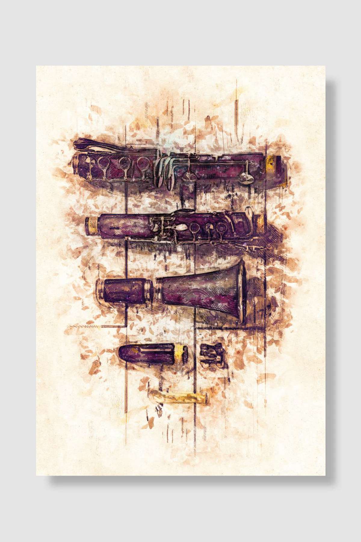 Art of Music Clarinet Müzik Poster Çerçevesiz Yüksek Kalite Müzik Afiş Duvar Poster