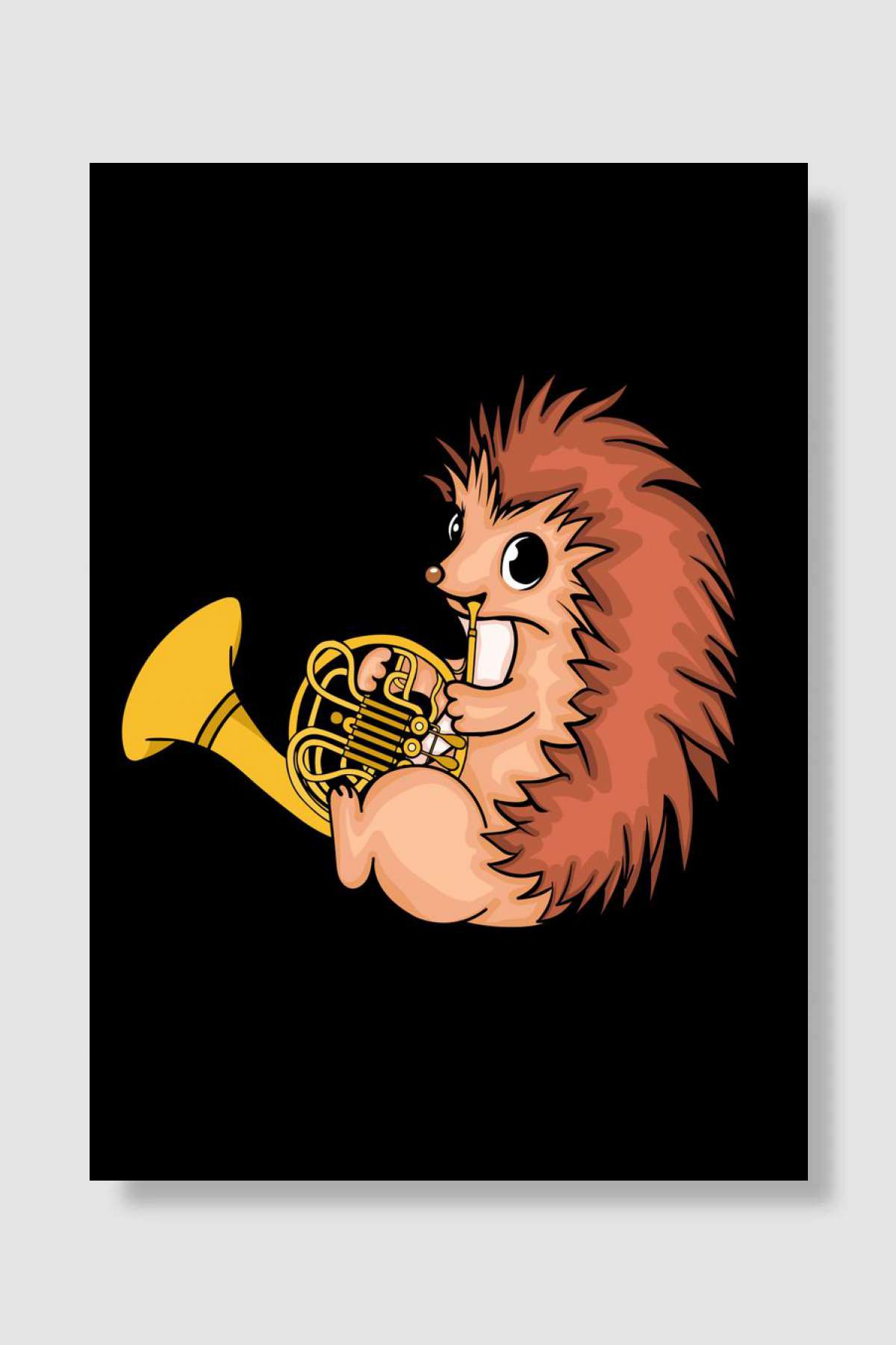 Hedgehog French Horn Music Müzik Poster Çerçevesiz Yüksek Kalite Müzik Afiş Duvar Poster