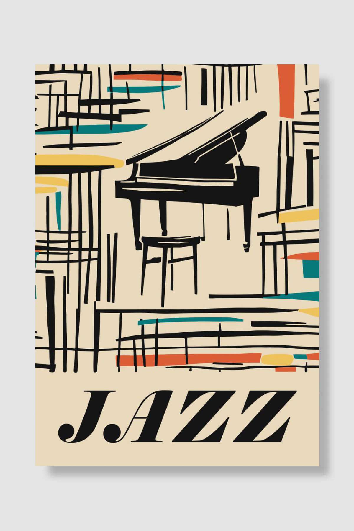 Retro Jazz Piano Poster Müzik Poster Çerçevesiz Yüksek Kalite Müzik Afiş Duvar Poster
