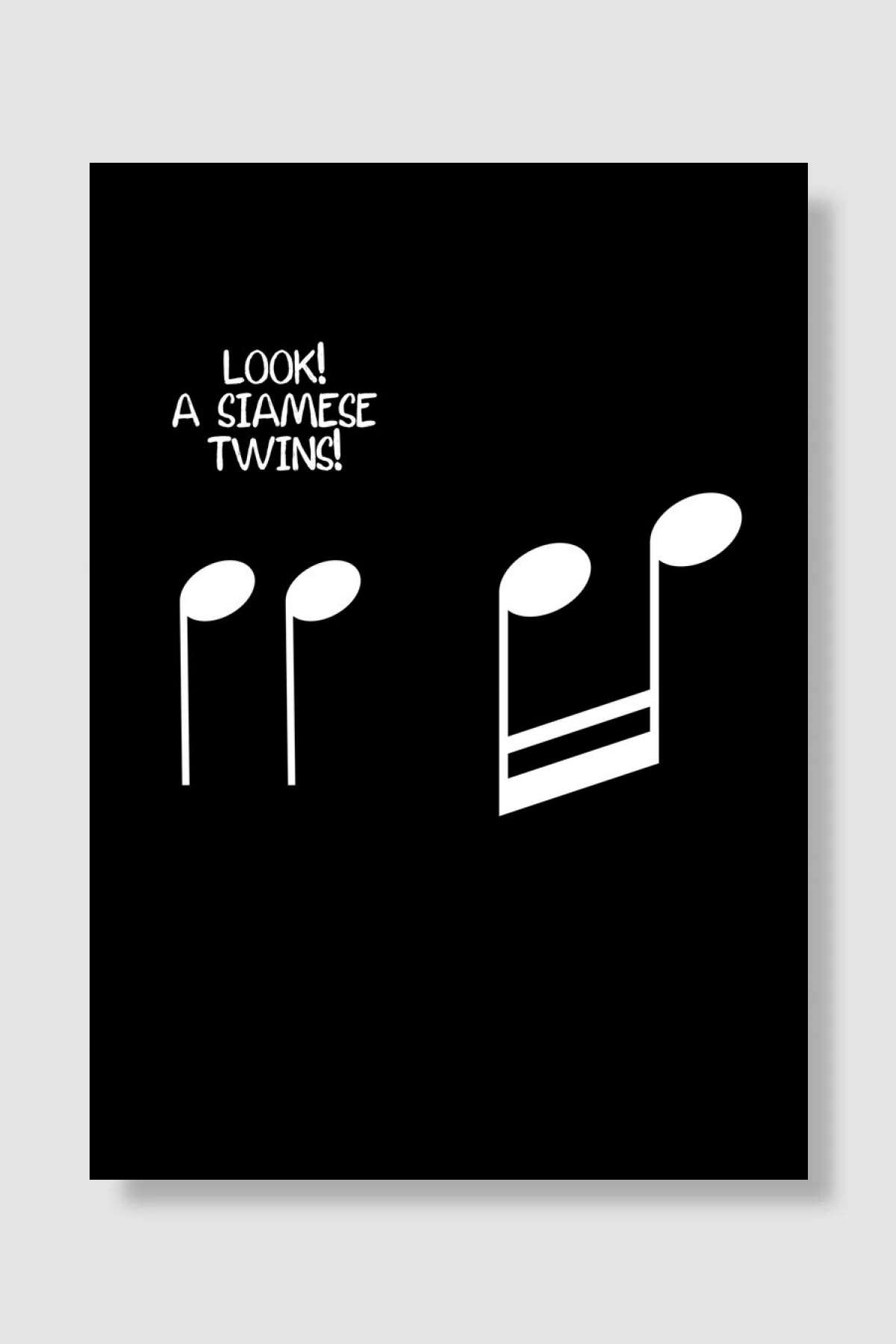 Music notes siamese twins Müzik Poster Çerçevesiz Yüksek Kalite Müzik Afiş Duvar Poster