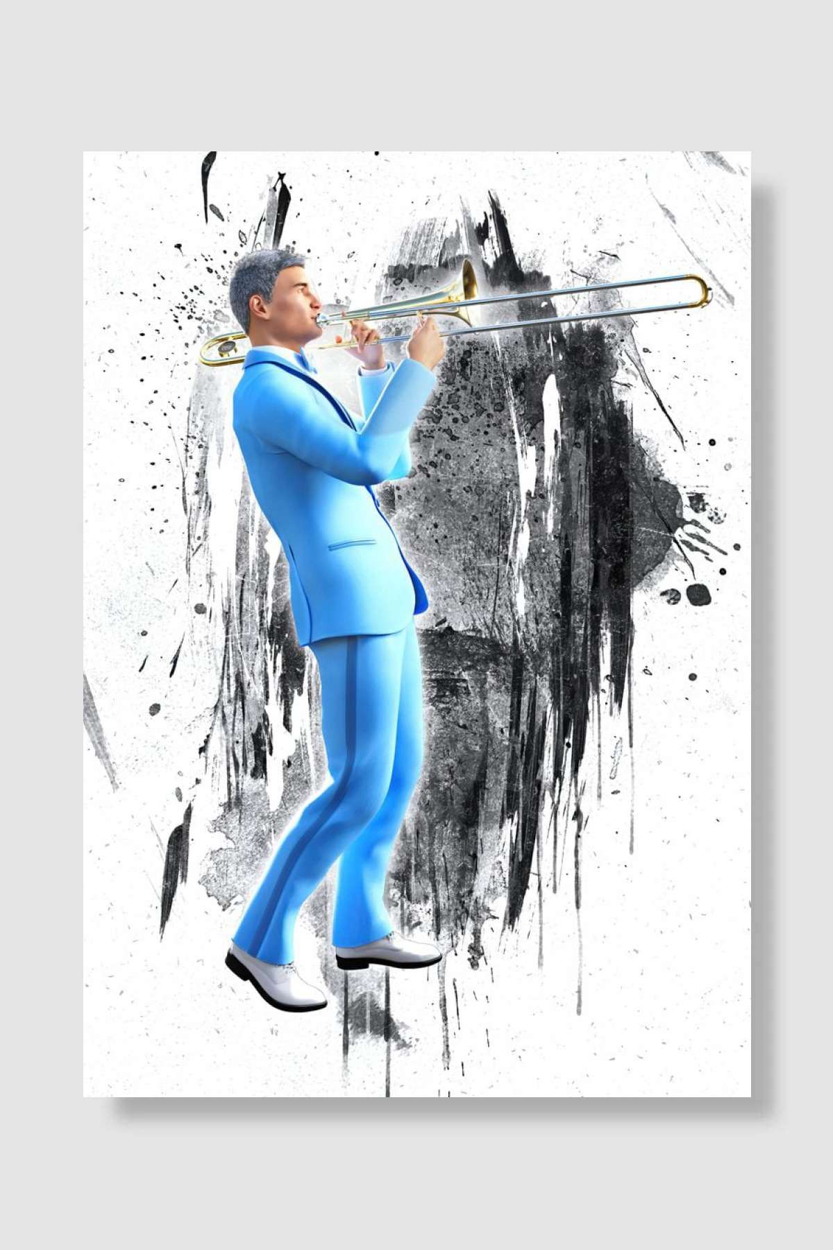 Trombone Musician Müzik Poster Çerçevesiz Yüksek Kalite Müzik Afiş Duvar Poster